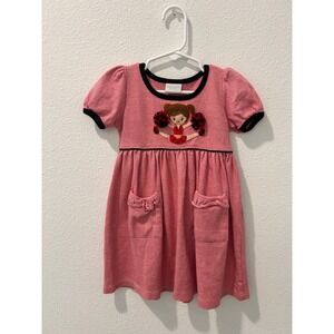 Squiggles by Charlie Girls Red White Striped Cheerleader Pima Cotton Dress 3T